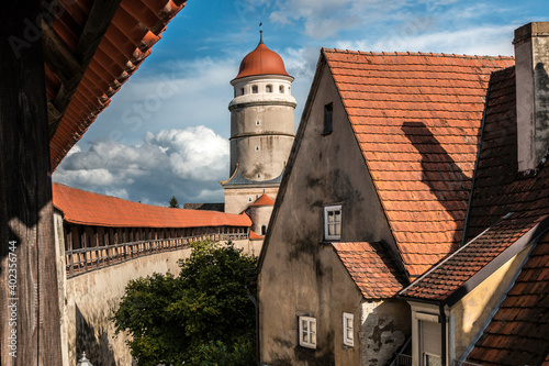 Big medieval city wall around the medieval town