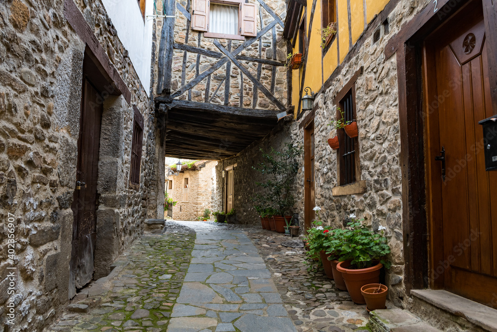 traditional stone houses of barcena mayor, Spain