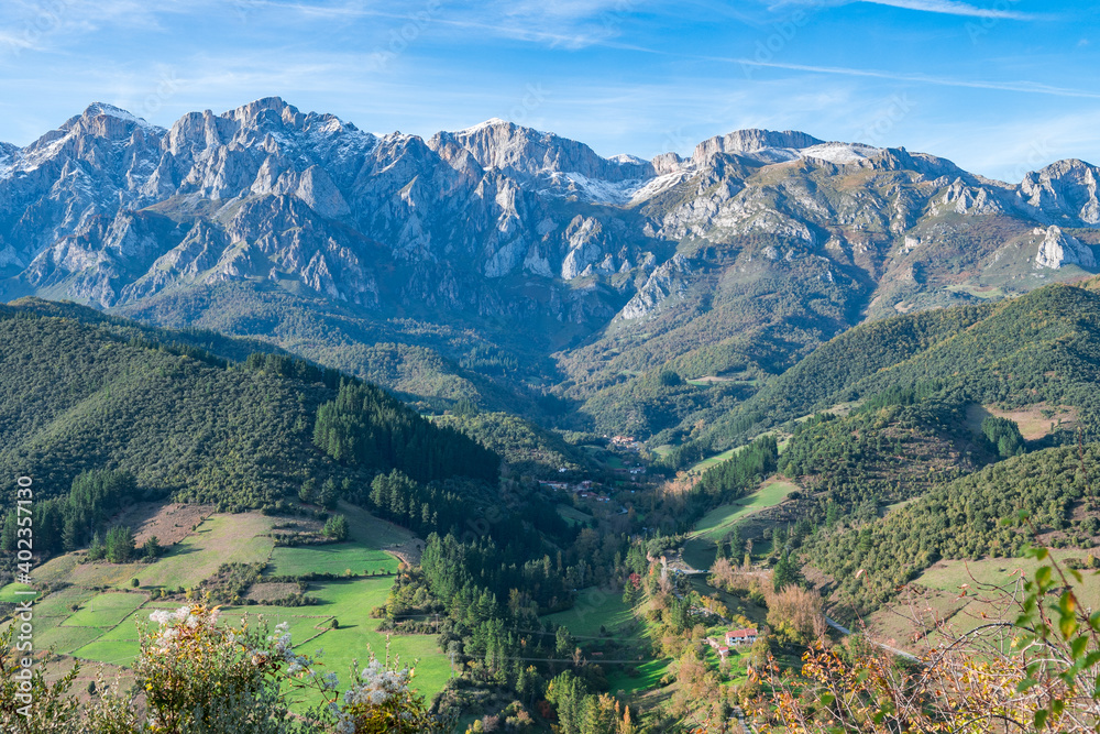 amazing views of picos de europa mountain range in cantabria, Spain