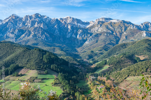 amazing views of picos de europa mountain range in cantabria, Spain