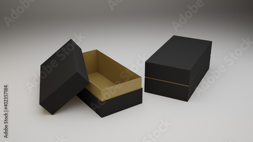 Fotografie, Tablou black hard cardboard boxes packaging mockup