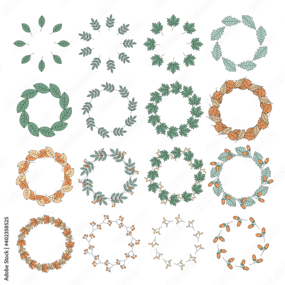 Set of nature leaves wreath Set of nature leaves wreath