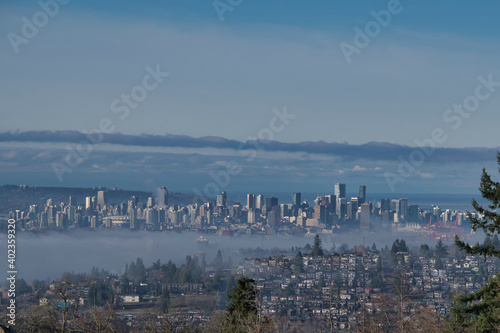 A picture of downtown Vancouver on a misty morning. Vancouver BC Canada 
