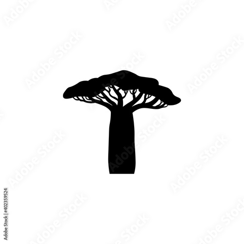 Black baobab icon, tree sign. Vector illustration eps 10