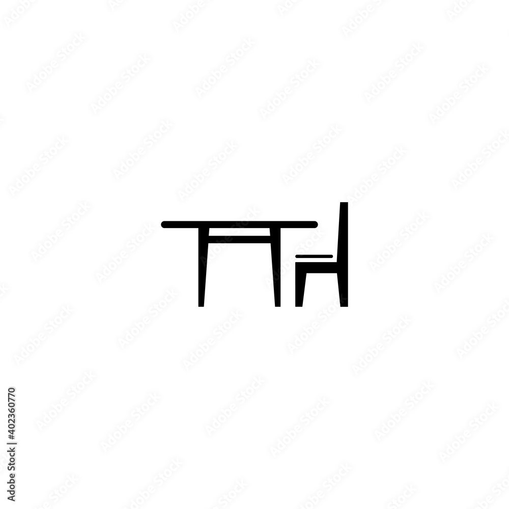 Black chairs and table sign icon. Vector illustration eps 10 Black chairs and table sign icon. Vector illustration eps 10