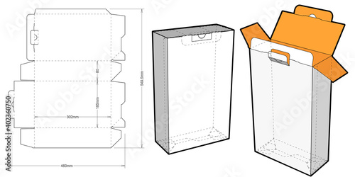 Simple Packaging (Internal measurement 18.5x8x30 cm) and Die-cut Pattern. The .eps file is full scale and fully functional. Prepared for real cardboard production.