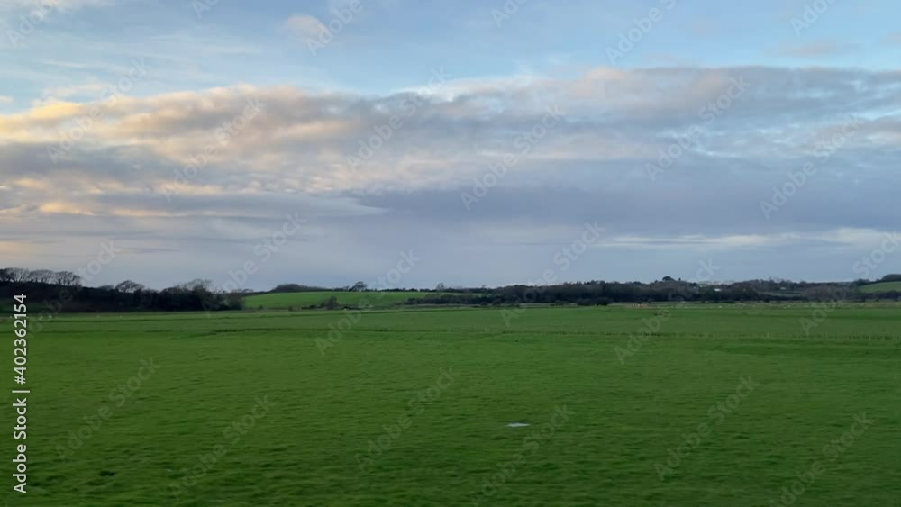 Winchelsea beach East Sussex, UK - veiw along road as driving east along coast 