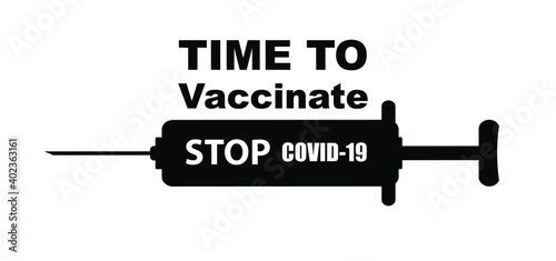 time to vaccinate text on white background