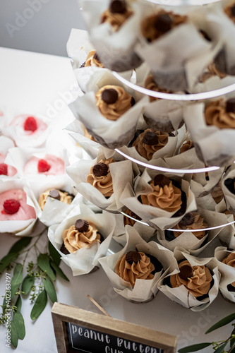 Chocolate Cupcakes Displayed at Wedding