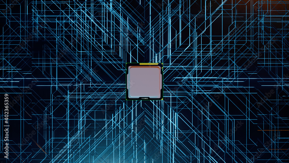 A computer processor with millions of connections and signals ...