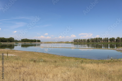 blue lake marsh reflection