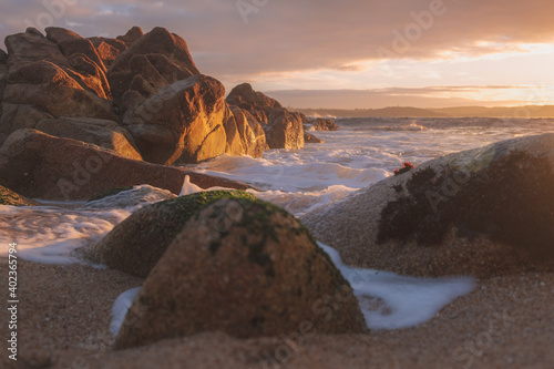 sunset on the rocks