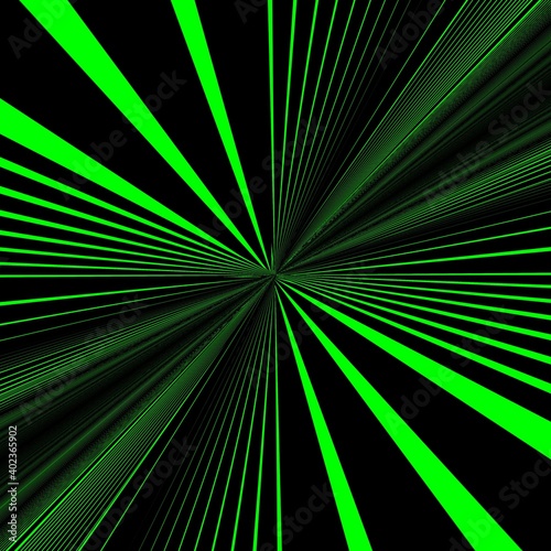 Fototapeta Naklejka Na Ścianę i Meble -  colour gradient emerald green thin diagonal lines on jet black background with vanishing point