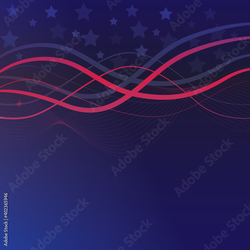 Abstract blue and red background. Vector illustration of a background with curved lines