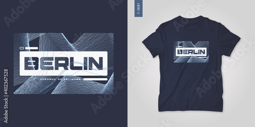 Berlin Germany. Abstract geometric t-shirt vector design, poster, print, template.