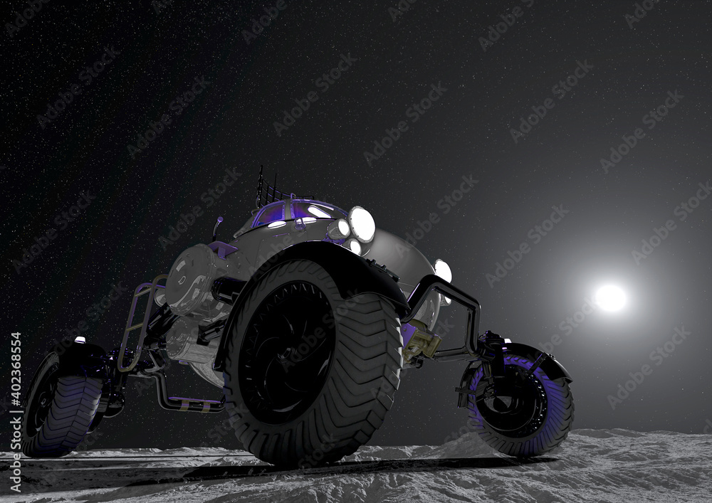 lunar roving vehicle on the moon down view