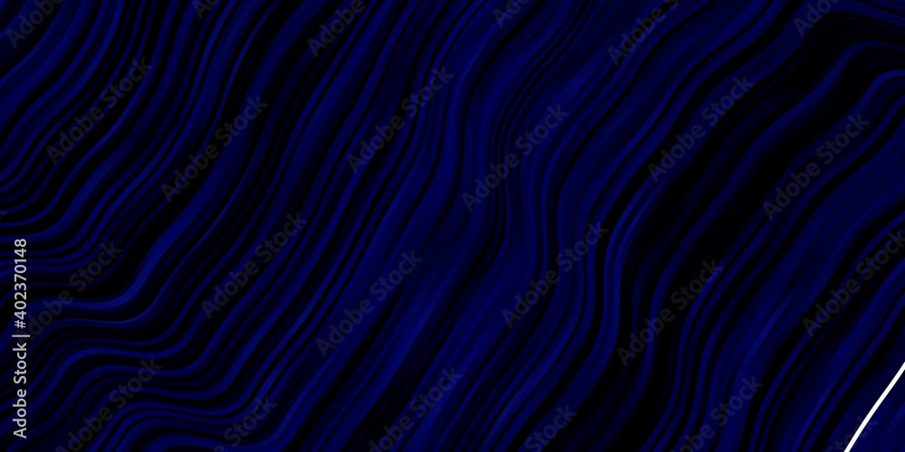 Dark BLUE vector template with curved lines. Dark BLUE vector template with curved lines.