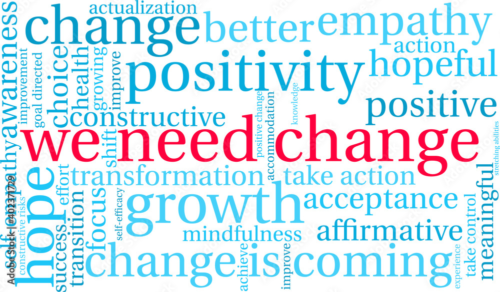 Fototapeta premium We Need Change Word Cloud on a white background. 