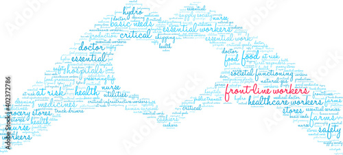 Front Line Workers Word Cloud on a white background.  © arloo