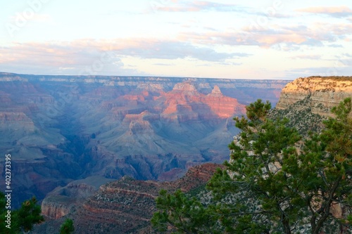Sunset at grand canyon with trees