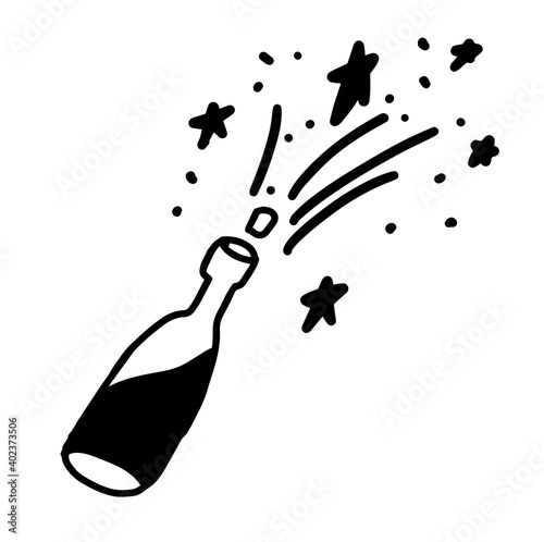 Bottle of champagne icon. Vector illustration.