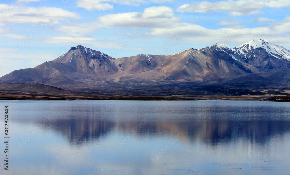 Chili, lac, montagne, 2012.