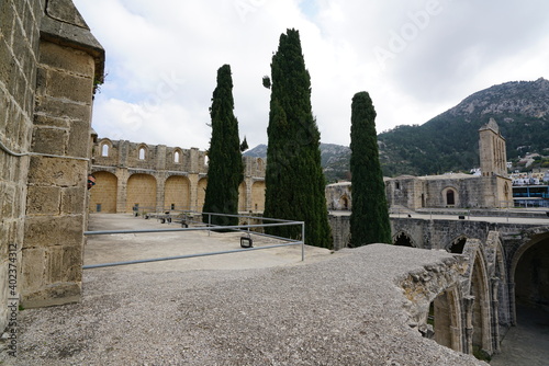 Bellapais monastery was first built between 1198 and 1205. A large part of today's building is the Lusignan King III. It was built by Hugh between 1267 and 1284. Kyrenia (Girne) north Cyprus. photo