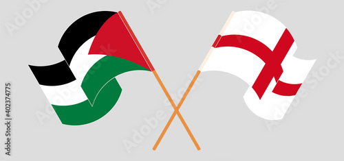 Crossed and waving flags of Palestine and England