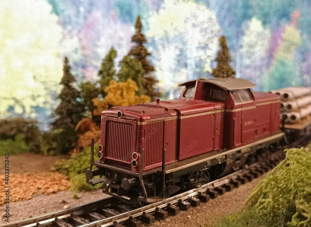 Fototapeta premium Modellbahn Diesellok BR 212, Diesellokomotive, H0