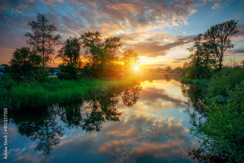 Sunset over the river