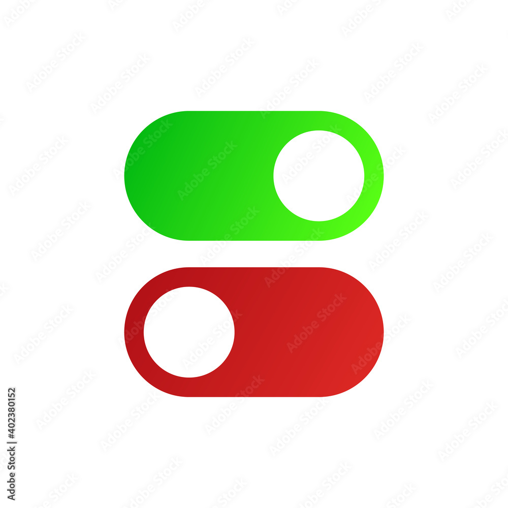 On and Off slider buttons. Red and green switch interface buttons. Vector illustration On and Off slider buttons. Red and green switch interface buttons. Vector illustration