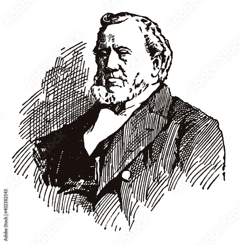 Portrait of historic American religious leader, politician and settler Brigham Young