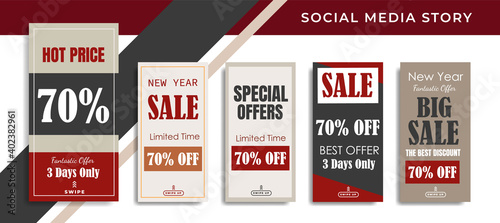 5 set Social Media Network Sales Banner Backgrounds, Mobile App, Poster, Flyer, Coupon,Advertisement,  Smartphone Template Story, Abstract liquid Modern shapes. editable template eps 10 vector.