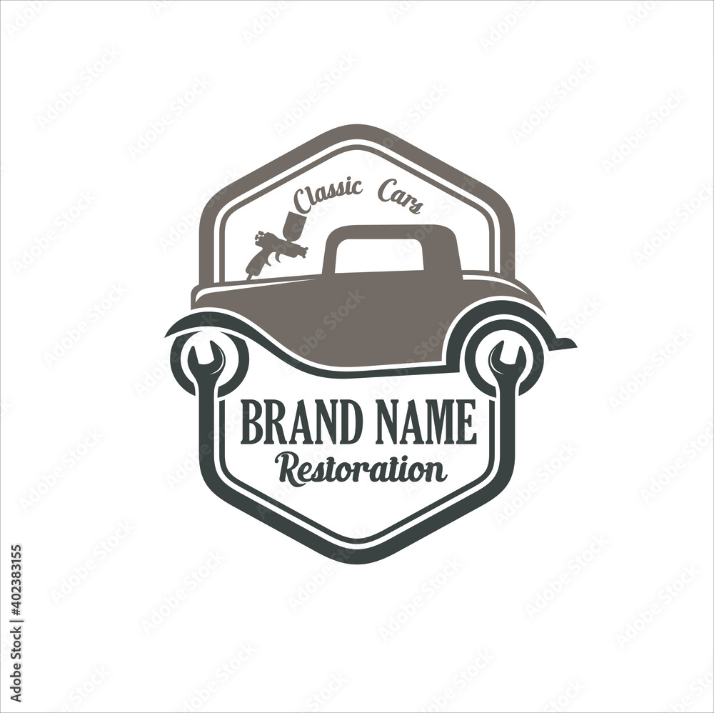 logo template for classic cars restoration. vector art. logo template for classic cars restoration. vector art.