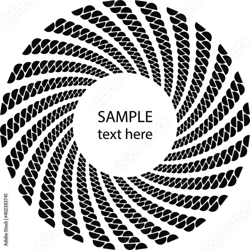 Black abstract round shape. Vector illustration. Design element for logo, sign, blackout tattoo, symbol, web pages, prints, posters, template, monochrome pattern and abstract background