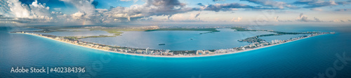 Large panorama Cancun beach strip