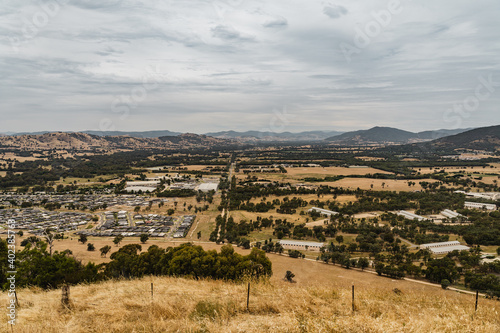 Scenic views over Wodonga, VIC as seen from the Huon Hill Lookout. photo