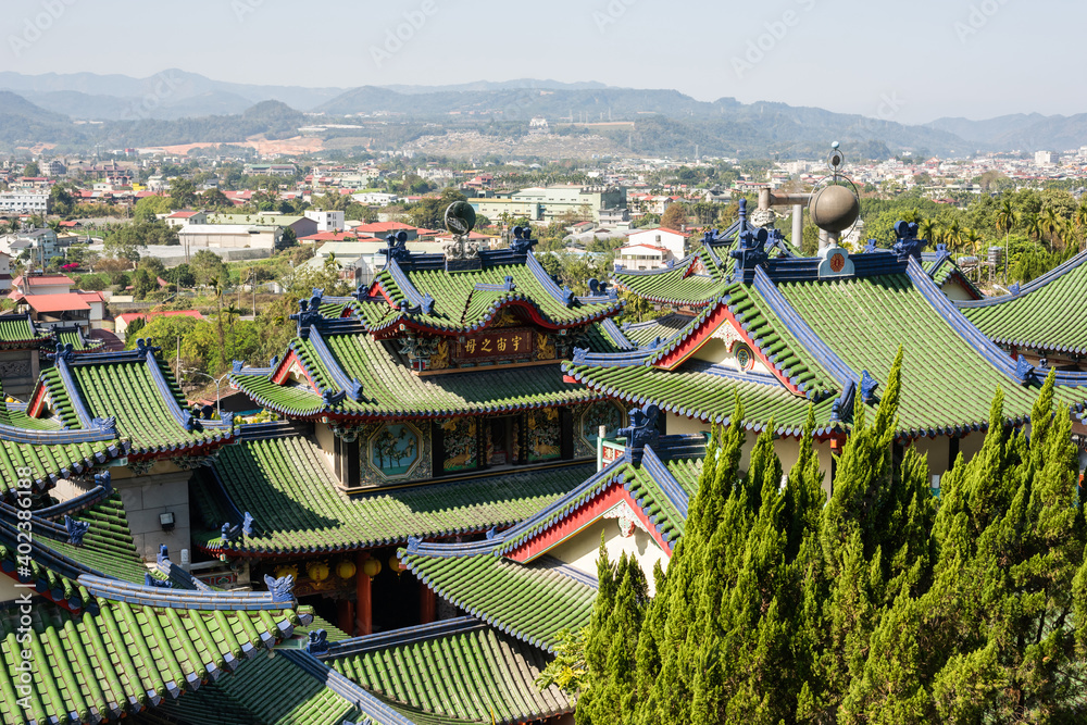 colorful palace roofs in Baohu Dimu Temple