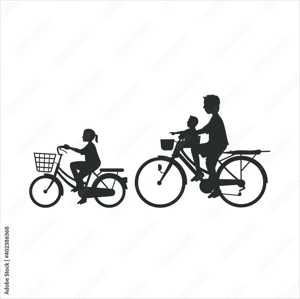 Obraz premium cycling with children. vector art.