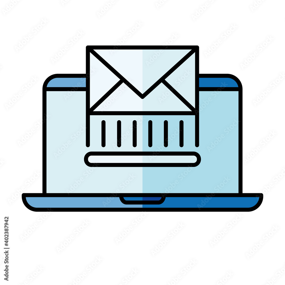 Digital marketing and laptop with envelope vector design Digital marketing and laptop with envelope vector design