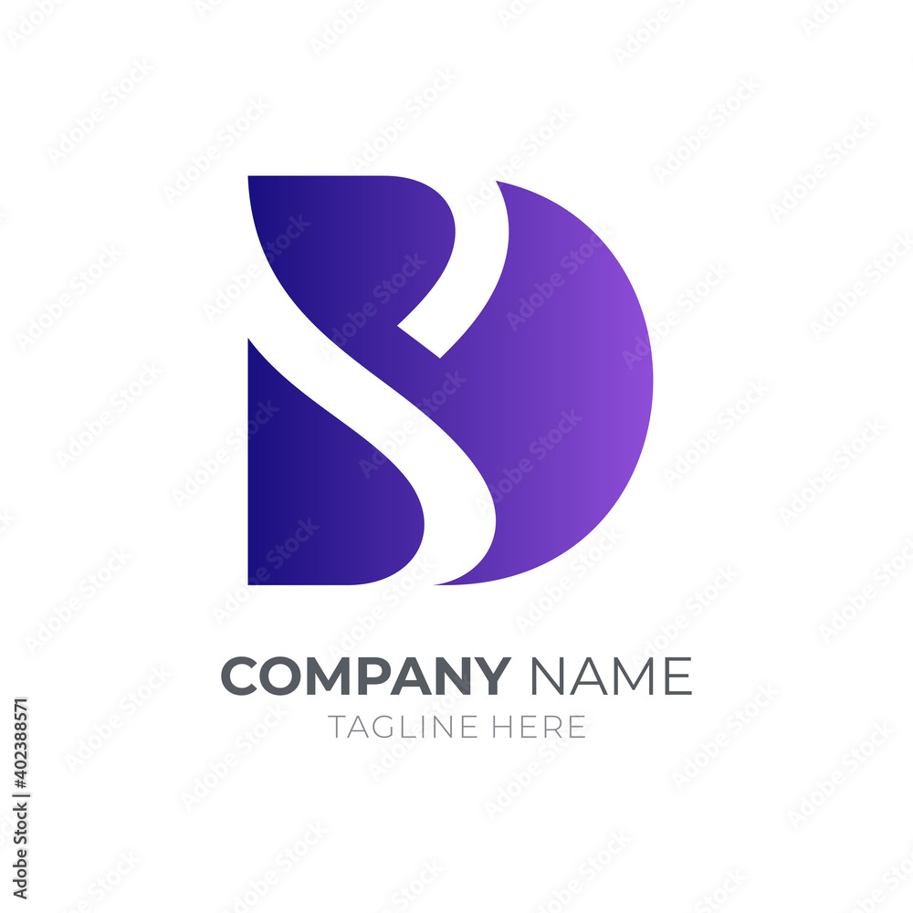 DS or SD monogram logo. Letter D and letter S flat logo design with blue color