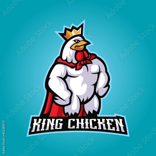 Chicken Rooster king cartoon mascot logo design illustration vector