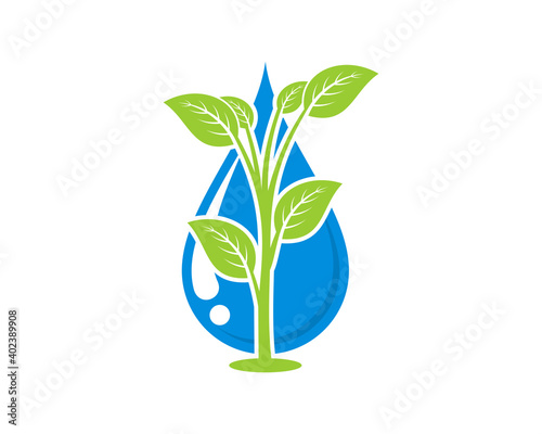 Planting tree with water droplet