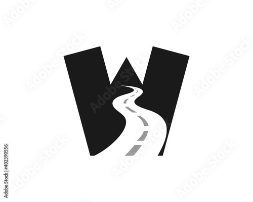 W Letter with roadway in the middle