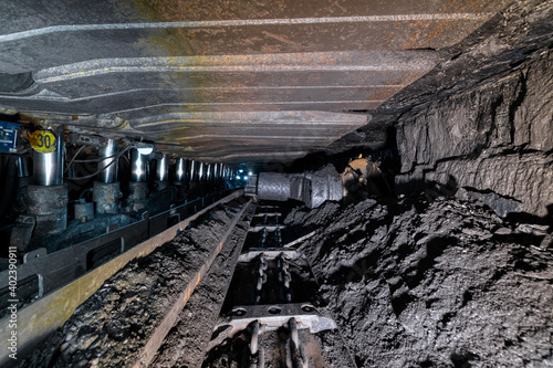 Coal mine. Underground coal mining. photo