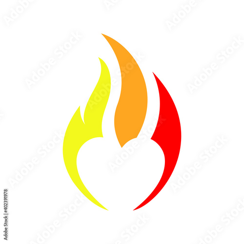 flame heart hot fire logo design vector illustration
