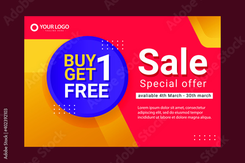 buy 1 get 1 free vector template.