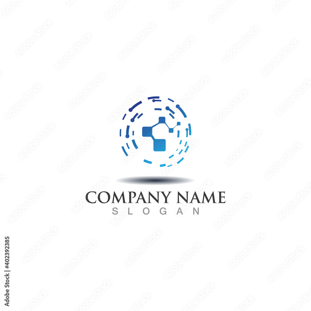 Circle world digital tech logo concept design. Symbol graphic template element