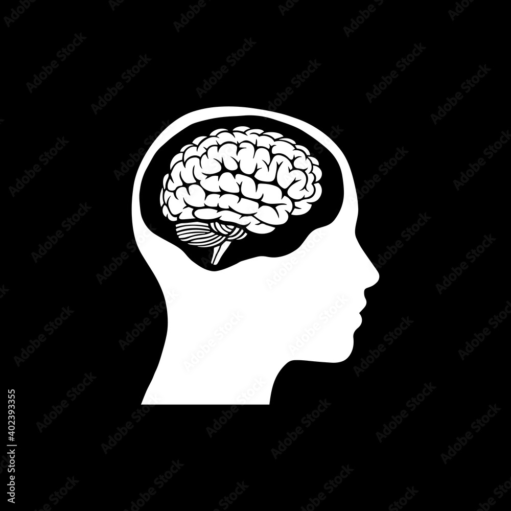 Obraz premium man and brain in white and black 