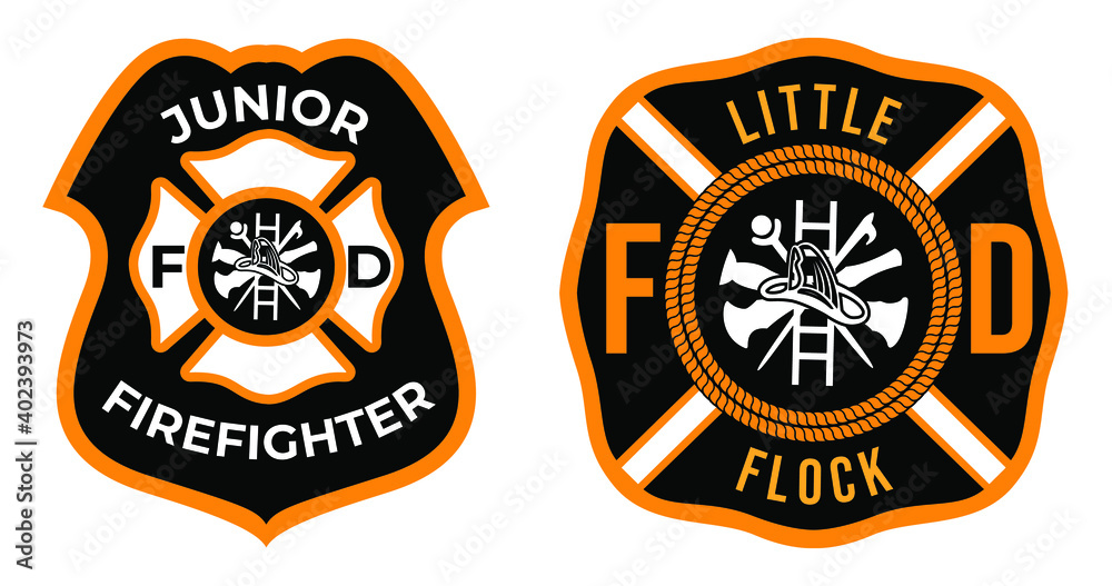 Fire department logo vector. Fire fighter badge. Eps 10